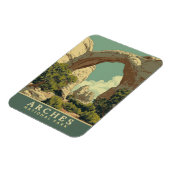 Levendige Retro-stijl Arches National Park Magneet (Linkerzijde)