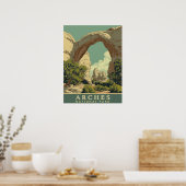 Levendige Retro-stijl Arches National Park Poster (Keuken)