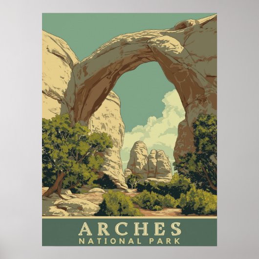 Levendige Retro-stijl Arches National Park Poster (Voorkant)