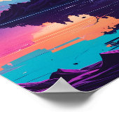 Levendige Retro Tree Scene - Vet, Kleurrijk Poster (Hoek)