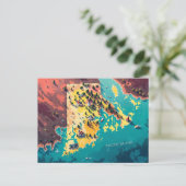 Levendige Rhode Island Kustkaart Kunst Briefkaart (Staand voorkant)