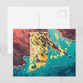 Levendige Rhode Island Kustkaart Kunst Briefkaart (Voorkant / Achterkant)