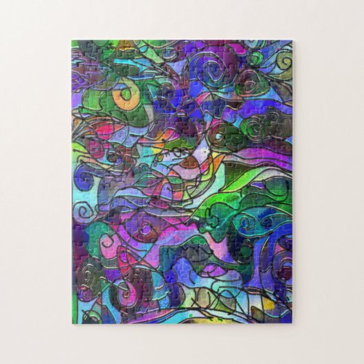 Levendige, rijke kleuren: zoals Glas in lood Legpuzzel (Verticaal)