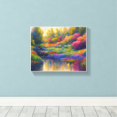 Levendige Riverbank Paradise Canvas Afdruk (Insitu (Houten vloer))