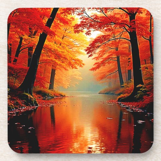 Levendige Rivier van Herfst Gold Design Bier Onderzetter (Voorkant)