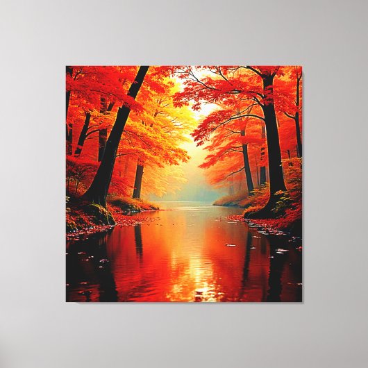Levendige Rivier van Herfst Gold Design Canvas Afdruk (Voorkant)