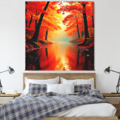 Levendige Rivier van Herfst Gold Design Canvas Afdruk (Insitu (Slaapkamer))