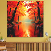 Levendige Rivier van Herfst Gold Design Canvas Afdruk (Insitu (Woonkamer))
