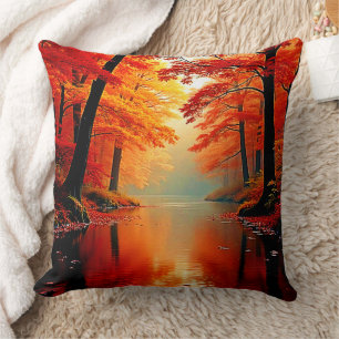 Levendige Rivier van Herfst Gold Design Kussen