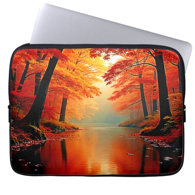 Levendige Rivier van Herfst Gold Design Laptop Sleeve (Voorkant)