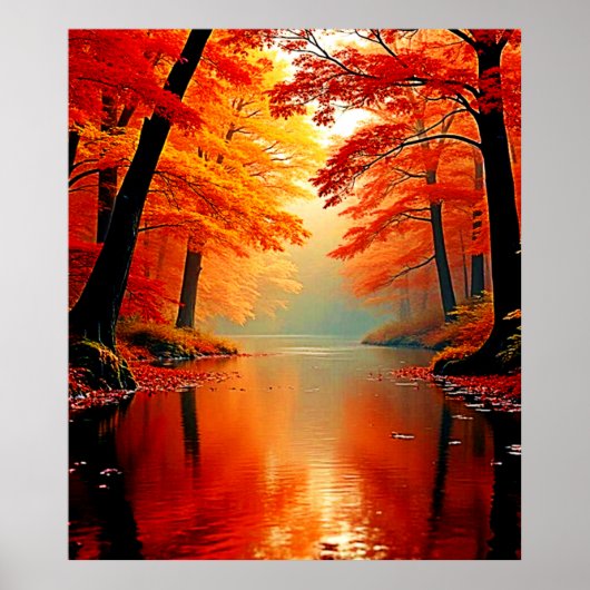 Levendige Rivier van Herfst Gold Design Poster (Voorkant)