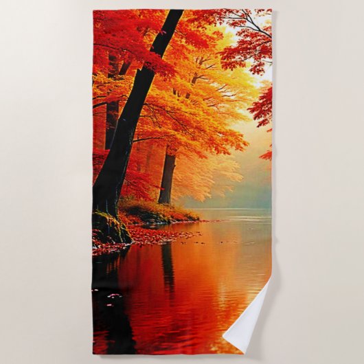 Levendige Rivier van Herfst Gold Design Strandlaken (Voorkant)