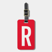 Levendige rode aangepaste monogram reizen bagagela bagagelabel (Voorkant verticaal)
