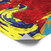 Levendige rode Abstracte expressionistische stroom Poster (Hoek)