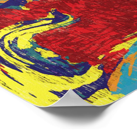 Levendige rode Abstracte expressionistische stroom Poster (Hoek)