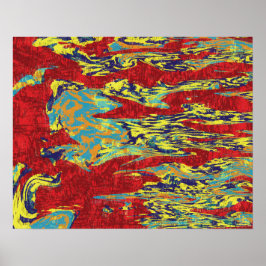 Levendige rode Abstracte expressionistische stroom Poster