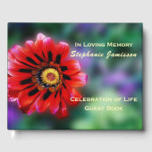 Levendige rode bloem Gazania, Viviering van het le Gastenboek (Voorkant)