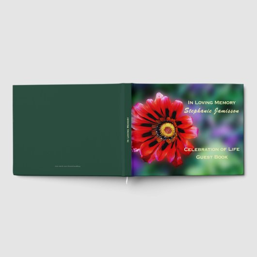 Levendige rode bloem Gazania, Viviering van het le Gastenboek (Volledig)