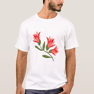 Levendige rode bloem illustratie: een prachtige bo t-shirt