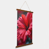 Levendige Rode Bloem Macro Botanische Kunst Hangend Wandkleed (Gebogen)