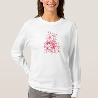 Levendige rode bloemen elegantie t-shirt