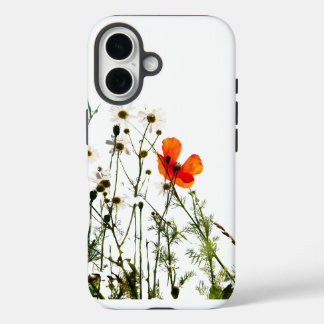"Levendige rode bloemen ontwerp witte iPhone 16 Ho Hoesje
