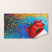 Levendige Rode Bloemen Pop Art Print Bad Handdoek (Handdoek)