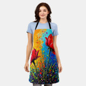 Levendige rode bloemen Pop Art Print Schort (Gedragen)