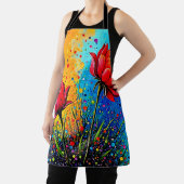 Levendige rode bloemen Pop Art Print Schort (Insitu)