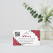 Levendige Rode Bloemen Quinceañera QR Gift Registr Informatiekaartje (Staand voorkant)