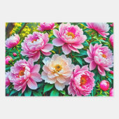 Levendige rode bloesems en clusters van bessen inpakpapier vel (Voorkant 3)