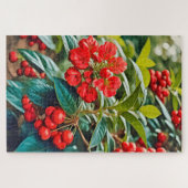 Levendige rode bloesems en clusters van bessen legpuzzel (Horizontaal)