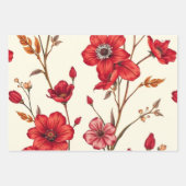 Levendige rode botanische illustratie inpakpapier vel (Voorkant 2)