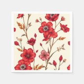 Levendige rode botanische illustratie servet (Voorkant)