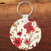 Levendige rode botanische illustratie sleutelhanger (Voorkant)