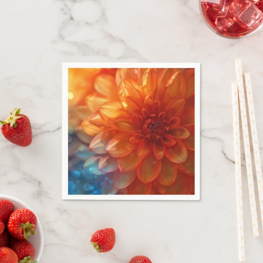 Levendige Rode Dahlia Bloem Papieren Servet (Insitu)