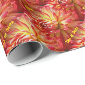 Levendige rode Dahlia Flower Natuur gepersonalisee Cadeaupapier (Rol Hoek)