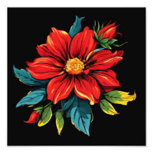 Levendige rode dahlia foto afdruk