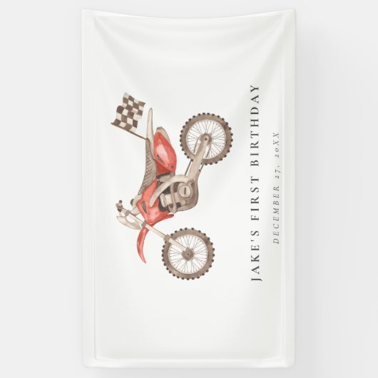 Levendige rode Dirt Bike Banner (Verticaal)