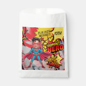 Levendige rode en gele superheldenkarikatuur bedankzakje (Voorkant)