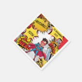 Levendige rode en gele superheldenkarikatuur servet (Hoek)