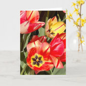 Levendige rode en gele tulp fotografie blanco kaart (Gele Bloem)