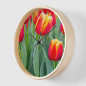 Levendige rode en gele tulpen in de lentetuin (Hoek)