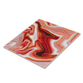 Levendige rode en gouden Abstracte kunst Tegeltje (Zijkant)