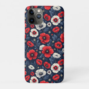 Levendige rode en witte klaproos bloemen Case-Mate iPhone case