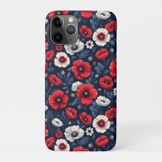Levendige rode en witte klaproos bloemen Case-Mate iPhone case (Achterkant)
