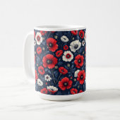 Levendige Rode en Witte Klaproos Bloemen Koffiemok (Voorkant links)