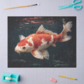 Levendige rode en witte Koi Fish Decoupage Tissuepapier (Craft)
