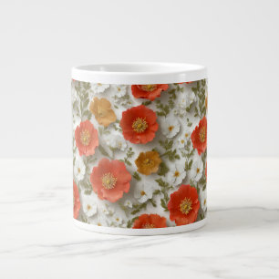 Levendige Rode en Witte Poppy Floral Specialty Mok
