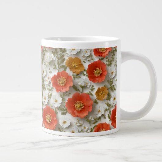 Levendige Rode en Witte Poppy Floral Specialty Mok (Rechts)